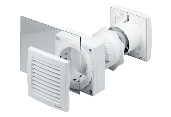 FE 100 SG IM0009940.PNG FE 100 SG window installation kit with fixed external grille for the fan series ECA 100. Fan not included in scope of delivery.