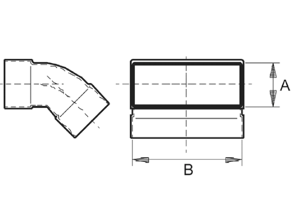 KB45V/55/220 IM0010457.PNG Coude pour gaine rectangulaire 55/220, 45°, court, ver-