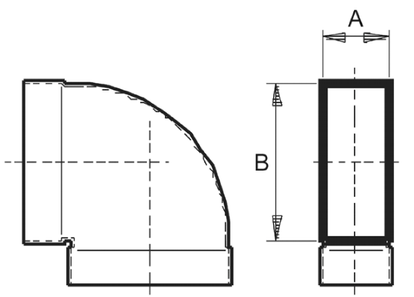 KB90KH/55/220 IM0010469.PNG Kanalbogen 55/220, 90Grad, kurz, horizontal