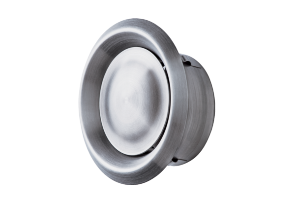 TM-V2A 16 IM0011719.PNG Тарельчатый клапан для приточного и вытяжного воздуха, нержавеющая сталь, с монтажным кольцом, DN 160, для квартирной вентиляции, макс. 160 м³/ч (примите во внимание потери давления и показатели эмиссии звука)