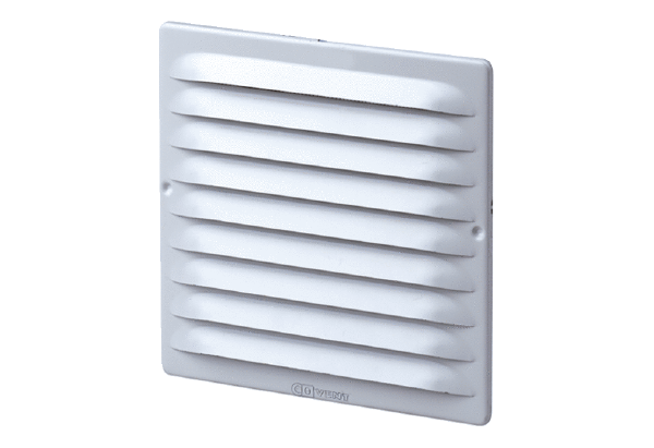 MGE 80/125 V2A IM0012695.PNG Grille extérieure carrée pour gaines rondes DN 80 à DN 125, acier inoxydable
