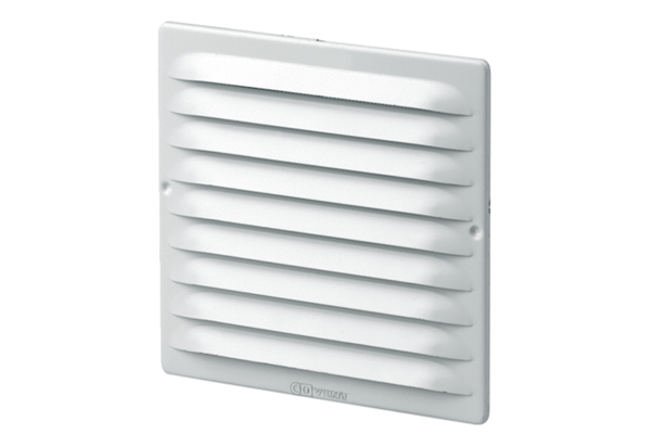 MGE 80/125 white IM0012699.PNG Square external grille for DN 80 to DN 125 ducts, white