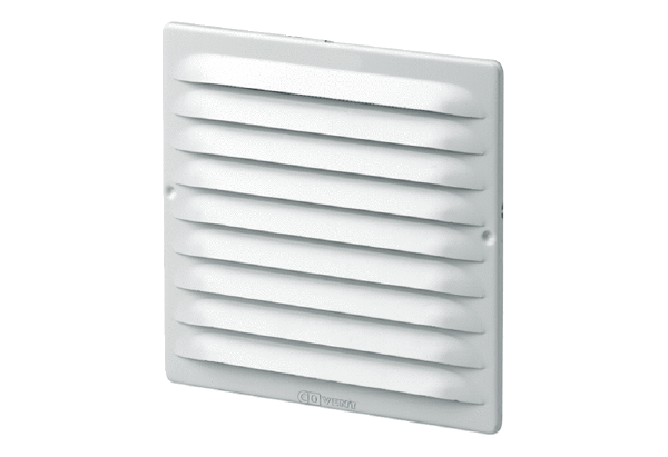 MGE 80/125 blanc IM0012699.PNG Grille extérieure carrée pour gaines rondes DN 80 à DN 125, blanc