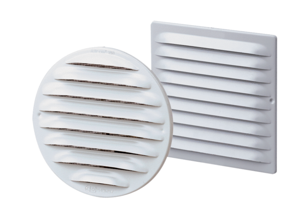 MGR/MGE 80 IM0013758.PNG Metal external grille for covering round and square ventilation openings, DN 80 to DN 125 for air extraction