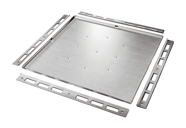 FFS-VD IM0014736.PNG Ellenőrző nyílás acélból padlózatba beszereléshez hozzáférésként a légelosztóhoz, szélesség x magasság x mélység: kb. 308 x 6 x 308 mm, szállítási csomag: 1 légelosztó burkolat, 4 saroksín