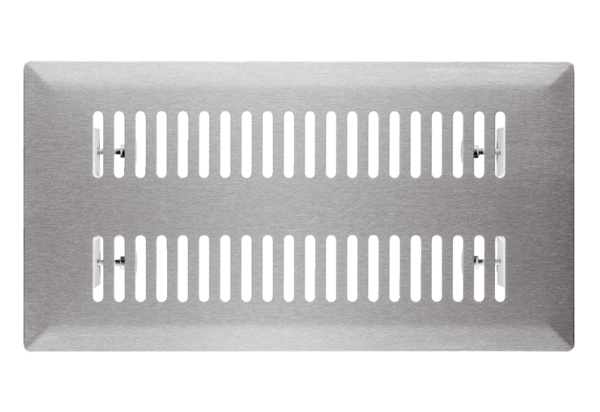 FFS-FG IM0014765.PNG Hard-wearing designer floor grille, suitable for the FFS-BA floor outlet. The floor grille made of brushed stainless steel has a modern long-slot design. The mounting frame allows it to be lined up with the surrounding floor covering. It is held in place with clamping pins. Width x height x depth: approx. 340 x 180 x 30 mm, scope of delivery: 1 floor grille, 1 holder, 1 sealing strip