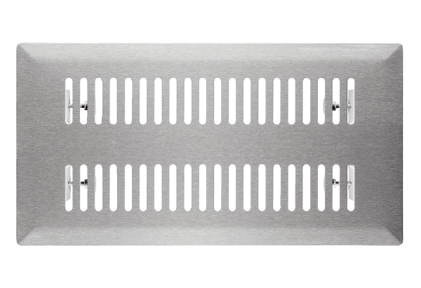 FFS-FG IM0014765.PNG Hard-wearing designer floor grille, suitable for the FFS-BA floor outlet. The floor grille made of brushed stainless steel has a modern long-slot design. The mounting frame allows it to be lined up with the surrounding floor covering. It is held in place with clamping pins. Width x height x depth: approx. 340 x 180 x 30 mm, scope of delivery: 1 floor grille, 1 holder, 1 sealing strip