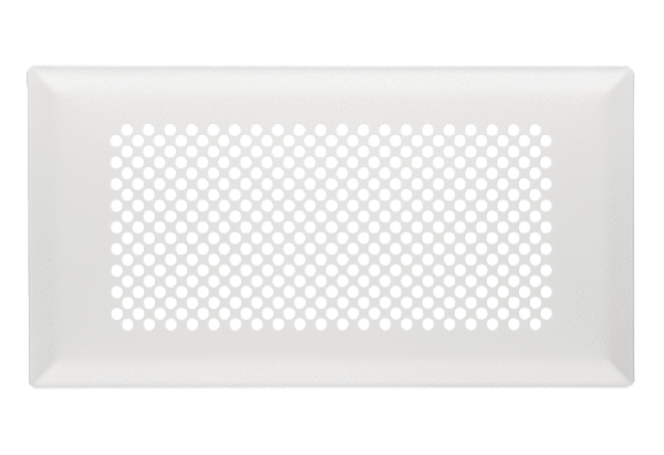 FFS-FGBW IM0014768.PNG Grille de sol standard praticable adaptée à la sortie par le sol FFS-BA. La grille de sol en acier inoxydable laqué blanc à configuration circulaire des orifices possède un design moderne avec trous en cercle, la fixation est assurée par des agrafes scellées sous la grille de sol, largeur x hauteur x profondeur : env. 340 x 180 x 3 mm, volume de la fourniture : 1 grille de sol, 1 ruban isolant