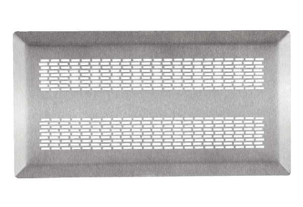 FFS-FGE IM0014858.PNG Grille de sol standard praticable adaptée à la sortie par le sol FFS-BA. La grille de sol en acier inoxydable brossé à configuration rectangulaire des orifices possède un design moderne avec trous de forme rectangulaire, la fixation est assurée par des agrafes scellées sous la grille de sol, largeur x hauteur x profondeur : env. 340 x 180 x 3 mm, volume de la fourniture : 1 grille de sol, 1 ruban isolant