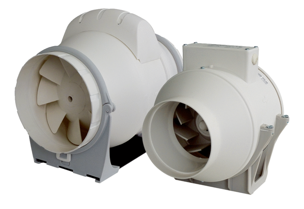 Diagonální ventilátor ERK IM0015668.PNG Diagonální potrubní ventilátor, pouzdro z umělé hmoty s AC motorem, DN 100 až DN 200