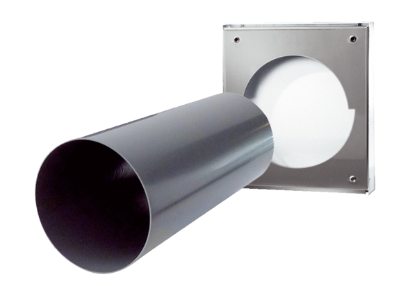 PP 60 KA-SRW IM0015814.PNG Shell kit comprising external cover made from galvanised sheet steel (white), wall sleeve and plaster protective covers for PushPull 60 K single-room air extraction unit with heat recovery