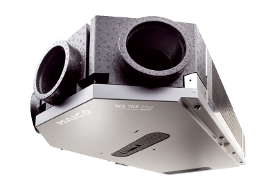 WS 160 Flat IM0016640.PNG Central, flat ventilation unit with heat recovery with enthalpy heat exchanger, up to 160 m³/h