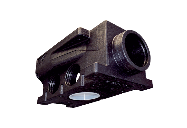 MF-VK90-7 IM0016673.PNG Diffuseur d'air compact en plastique insonorisant, avec deux ouvertures de visite, pour 7 x gaine flexible MF-F90, conduit d'amenée DN 125 avec raccord enfichable SVR 125 ou DN 160 avec tuyau agrafé, largeur x hauteur x profondeur : 300 x 490 x 220 mm