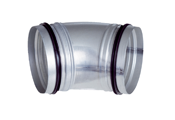 B45-125 IM0016943.PNG Колено 45°, растянутое, вкл. охватывающее уплотнение, DN 125, для присоединения спирально-навивных труб к приборам централизованной вентиляции WS 120 Trio, WS 160 Flat или WS 170