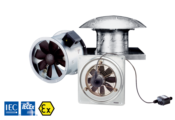 Ventilátorok robbanásveszélyes terekhez IM0017344.PNG Fali-, tető-, cső- és csatorna ventilátorok gáz vagy por miatt robbanásveszélyes légkörökhöz
