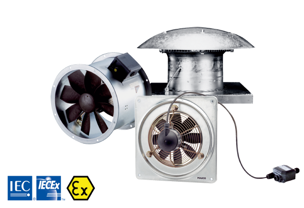 Ventilateurs pour zones explosibles IM0017344.PNG Ventilateurs muraux, tourelles d'extraction, ventilateurs pour gaines rondes et rectangulaires pour atmosphères explosibles dues à la présence de gaz ou de poussière