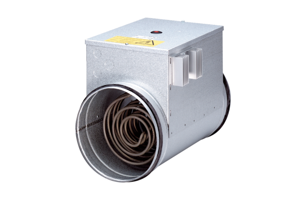 Za cijevne sustave ERH R, DRH R IM0017483.PNG Električni grijač zraka s integriranim regulatorom temperature za učinke grijanja od 2100 W do 12000 W, jednofazna ili trofazna struja