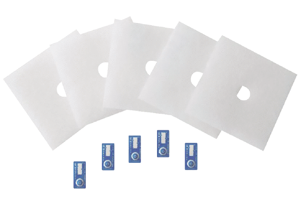 ZF 60/100 IM0018965.PNG Replacement air filter with time strips for ER.. fan inserts, Centro.. exhaust air elements and ER-AP../ER-APB.. surface-mounted fans, filter class ISO Coarse 30 % (G2), 5 items, predecessor product: ZF 60/100 with article no. 0093.0680