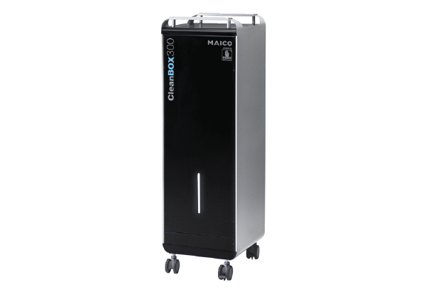 CleanBox 300 IM0019889.PNG Épurateur d'air mobile avec filtre HEPA (H14), filtre jusqu'à 99,995 % de tous les bactéries et virus, débit d'air 300 m³/h