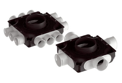 MA-FV flat/compact air distributor IM0020147.PNG Flat, compact air distributor made of plastic, 3 variants for nominal sizes 63 x 12 / 75 x 8 / 90 x 4 MA-FR, or MF-F