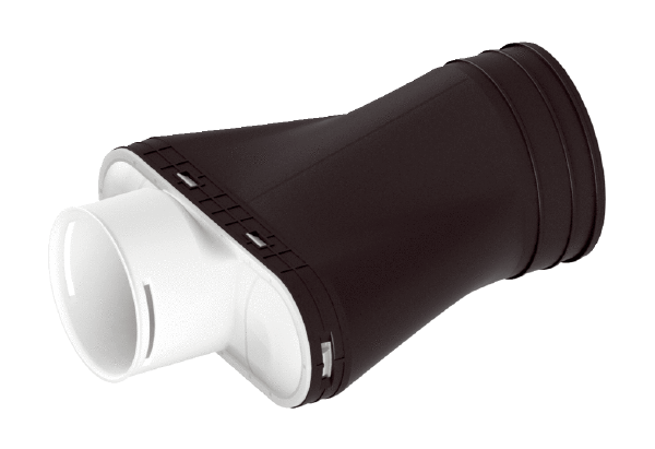 MA-AD1-90 IM0020161.PNG Adapter z tworzywa sztucznego do 1 przewodu giętkiego DN 90, przewód doprowadzający DN 125; odporność na nacisk pozwala na zabetonowanie w filigranowym stropie międzypiętrowym