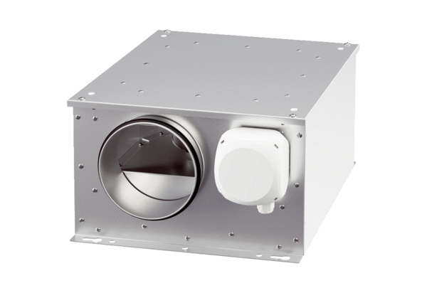 Schallgedämmte Lüftungsbox ESR -3 EC IM0022317.PNG Schallgedämmte Lüftungsbox mit ausschwenkbarem Ventilator, DN 125 bis DN 310, Motoren mit EC-Technologie, Wechselstrom