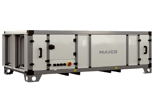 RLT 1600 MV4516HL-Mode 3 IM0022841.PNG Centralised compact air handling unit with heat recovery. Version: Horizontal with supply and exhaust air connection on the left, constant pressure operation, with cross-counterflow heat exchanger, without preheating register, without supplementary heat register, air flow volume up to 1600 m³/h