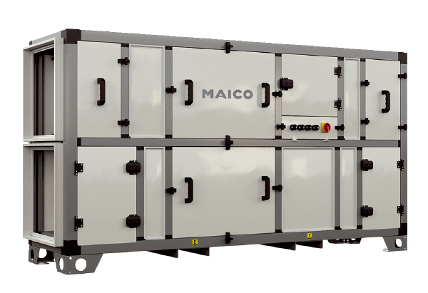 RLT 1600 MV4516VR-Mode 3 IM0022851.PNG Centralised compact air handling unit with heat recovery. Version: Vertical with supply and exhaust air connection on the right, , constant pressure operation, with cross-counterflow heat exchanger, without preheating register, without supplementary heat register, air flow volume up to 1600 m³/h