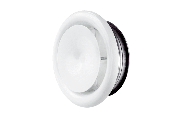 TFZ 10 IM0023095.PNG Disk valve for supply air, sheet steel, white, DN 100, for domestic ventilation max. 30 m³/h, including installation frame.