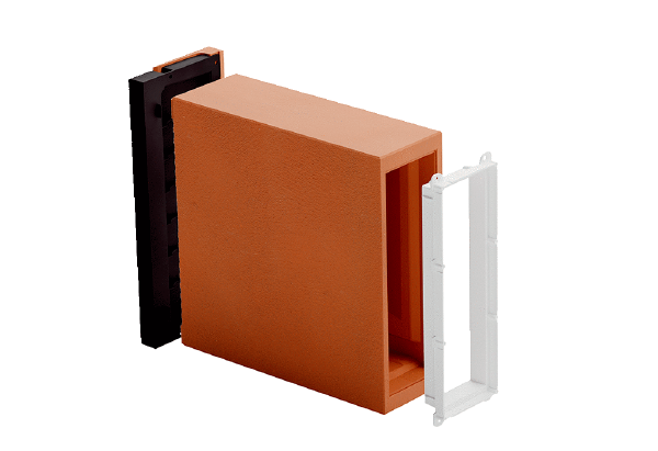 RV 2 VLR IM0023373.PNG Pre-installation set for right-hand soffit as a necessary accessory for the installation of RV 2 single-room ventilation units with an external cover in the window soffit